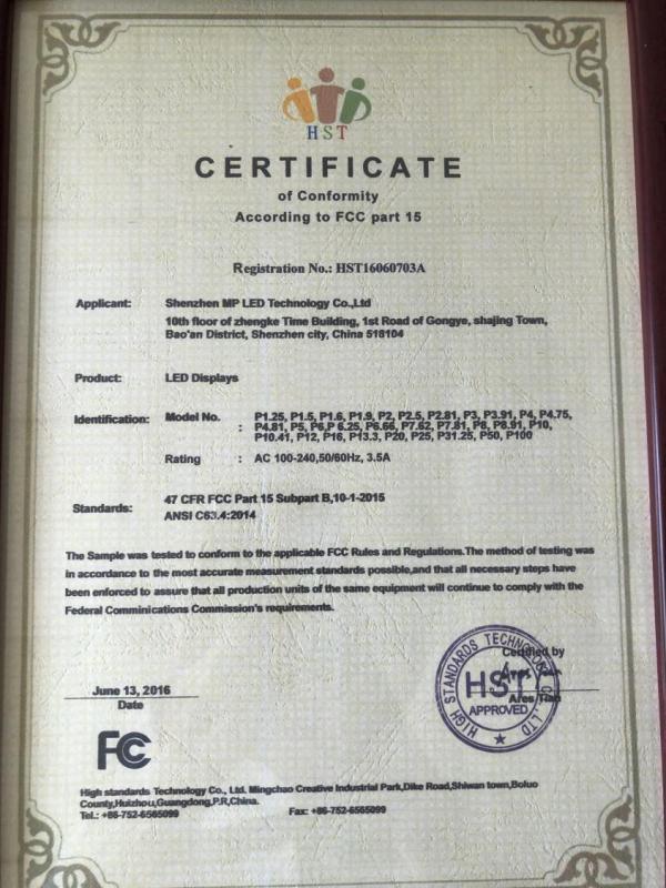FCC - Shenzhen MP LED Technology Co.,Ltd
