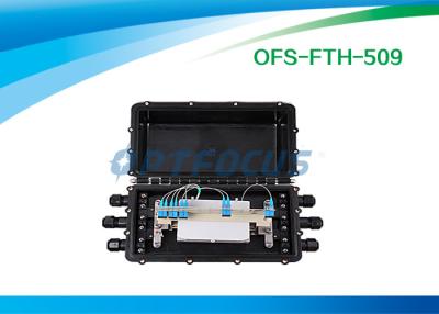 China 32 Cores Outdoor Cable Fiber Optic Enclosure 6 Port Black 490×252×192 mm for sale