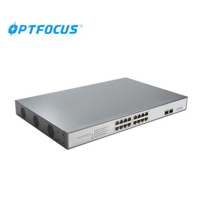 China fiber Optic Switch 16 ports POE Switch with 2 SFP fiber ports for data center using for sale