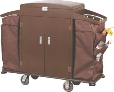 China Paint Coating Hotel Housekeeping Trolley With Lid And Lockable Door for sale