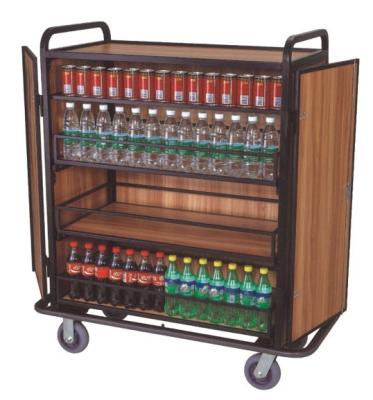 China Wood Hotel Room Cleaning Trolley Minibar Trolley With Metal Frame for sale