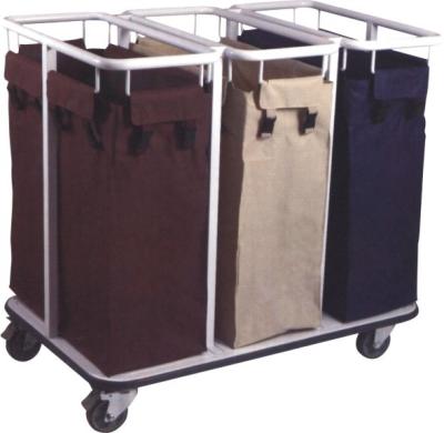 China Metal Frame Hotel Linen Cart Hotel Laundry Trolley With Storage Bags for sale