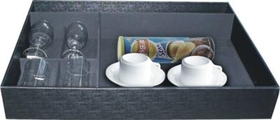 China Hotel Guestroom Tea Tray With Drawer Without Lid PU material for sale