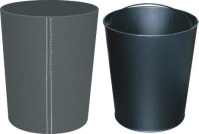 China PULV Hotel Leather Products PU Leather Hotel Trash Bins Round Shape for sale