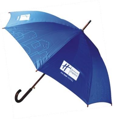 China Black Plastic Tip Custom Hotel Umbrellas Nylon 190T Pongee Fabric for sale