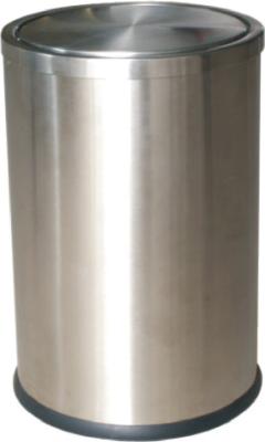 China Guestroom Round Dustbin With Swing Lid Matt Stainless steel for sale