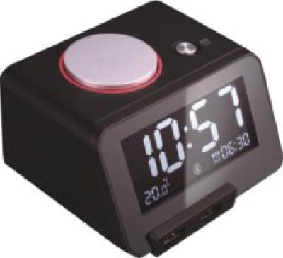 China FM radio Hotel Alarm Clock Wireless Music Player With 2 USB Charging Ports for sale