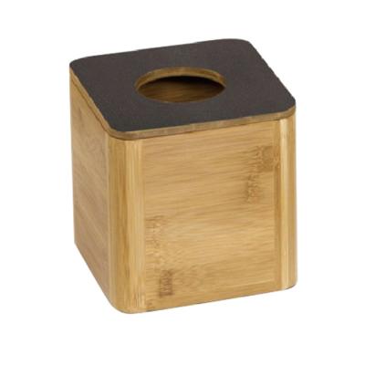 China Custom Hotel Guestroom Resin Collection  PU Leather And Wood Square  Tissue Box for sale