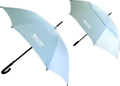 Chine Les parapluies faits sur commande d'hôtel de logo d'impression rendent la poignée protégeant du vent compacte en métal de parapluie à vendre