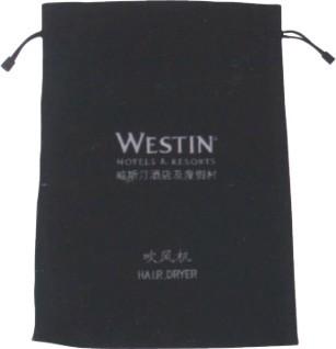 China Velvet material Custom Hotel Bags Hair Dryer Bags For Hotels With Drawstring for sale