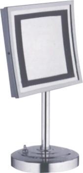 China Cosmetic Bathroom Magnifying Mirrors Chrome Square LED Desktop for sale
