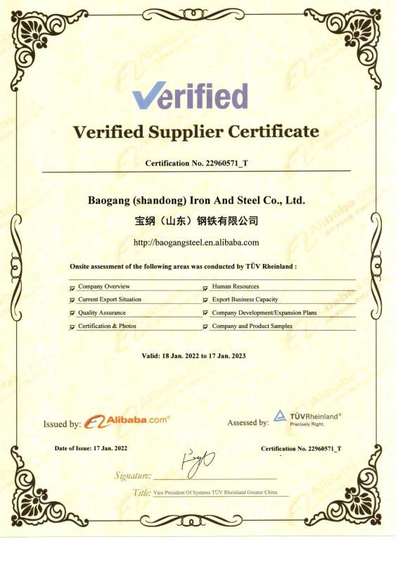  - Baogang (Shangdong) Iron and Steel Co.,Ltd