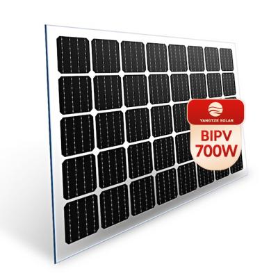 Chine les fabricants transparents de panneau solaire de 700W Bipv ont intégré le revêtement photovoltaïque de toit à vendre
