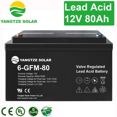 中国 高性能12V 80Ah AGM電池AGM深い周期RV電池14.4V~14.7V 販売のため