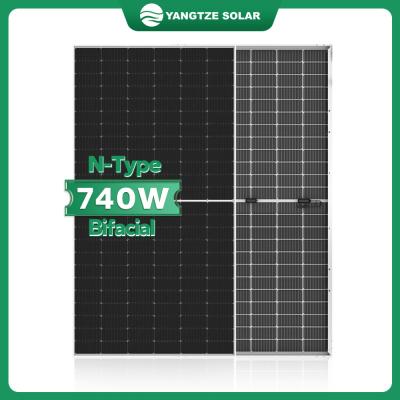China Photovoltaic 12 Volt Bifacial Solar Panel 740w Double Glass Topcon N Type Technology for sale
