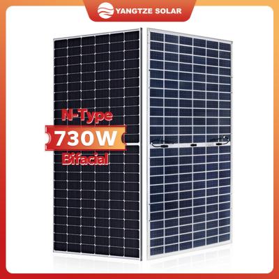 중국 OEM 모노럴 페르크 두 면이 있는 앤형 태양 전지판 하주트 730W 판매용