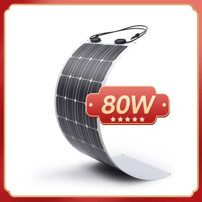 China Painel solar da eficiência elevada 80W para iate do barco do pontão toda a categoria preta A à venda