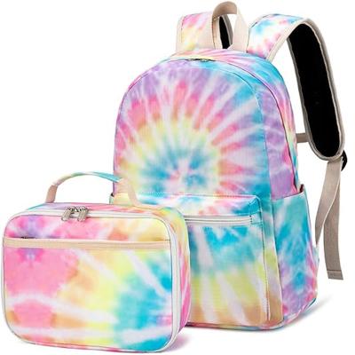 China Custom Colorful Printing Girls Trendy Backpack With Lunch Bag Set Waterproof for sale