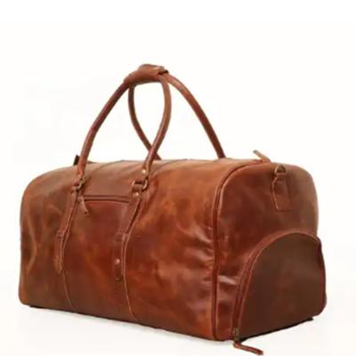 China Genuine Leather Factory Custom Duffle Bag Mens Tote Gym Bag Travel Overnight Unisex with Shoe Pocket Weekender Bag en venta