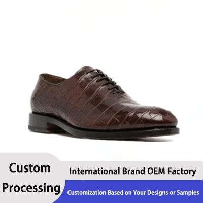 China Genuine Leather Men Shoes Short-snout Crocodile Leather Classic Oxford Formal Sapatos à venda