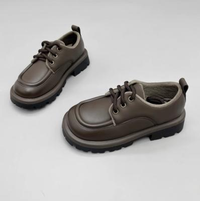 China Genuine Leather Girls School Shoes Rubber Sole Artificial Short Plush Inner for sale