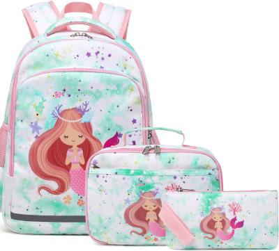 중국 Children Backpack Girl Mermaid Backpack Three Piece Set Girl Backpack 판매용
