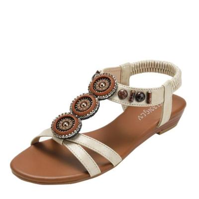 China Vrouwen Sandalen Boheemse Perlen Strand Sandalen Romeinse Schoenen Casual Sandalen Te koop
