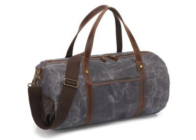 China Waxed Canvas Genuine Leather Waterproof Overnight Bag Weekender Duffel Bags for sale