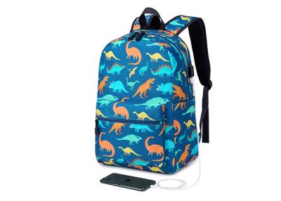 China Blue Dinosaur Polyester Lining Kids School Backpack Waterproof Lightweight for sale
