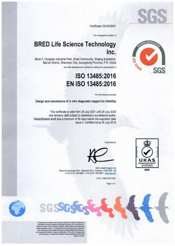ISO 13485:2016 - BRED Life Science Technology Inc.