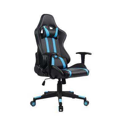 China PU Synthetic Blue High Back Swivel Gaming Chair 100mm Gas Lift for sale