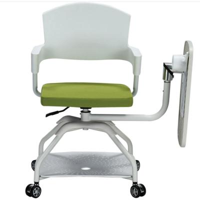 China 4 Wheels Fabric Seat Conference Room Chairs Training With Writing Tablet for sale