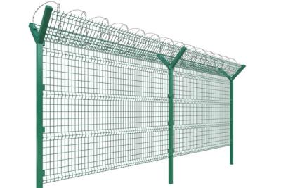 China Green Airport Perimeter Fence With BTO-22 Razor Barbed Wire for sale