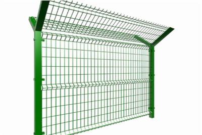 China Powder Coated Welded Wire Mesh Fence With Round Fence Post Anti Climb Security for sale