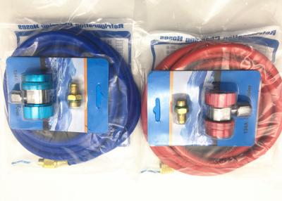 China Red and Blue Color r134a refrigerant hose with Brass Fittings and Charge couplers for sale