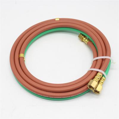 China Red And Green Synthetic Rubber Twin Hose With BB Hose Fittings 1/4