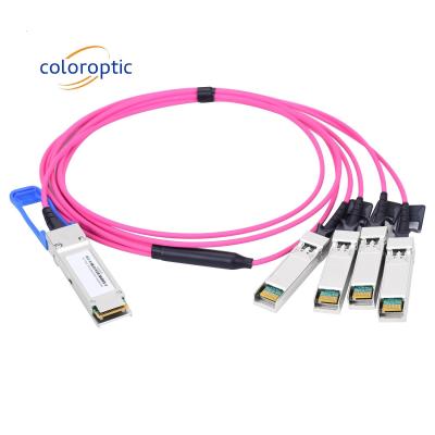 China Breakout AOC Active Optical Cable 100G QSFP28 To 4 SFP28 25G Low Power Consumption for sale