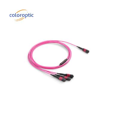 China MTP / MPO Multimode Single Mode Fiber Patch Cable 40G / 100G Compatible OM3 / OM4 for sale
