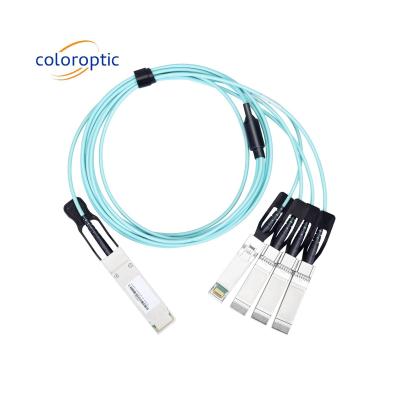 China Active AOC DAC Cable 40G QSFP+ To 4 SFP+ 10G Optical Breakout Cable 24AWG for sale