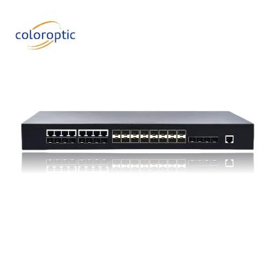 China Commutadores Poe de 2 capas con 16 puertos SFP 8 COMBO 4 10GE que admiten la conmutación de velocidad del cable en venta