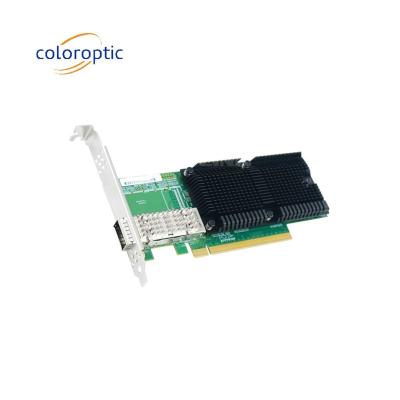 China Adaptador de tarjetas de Ethernet de puerto único de red PCIe X16 QSFP28 100G Intel E810 en venta