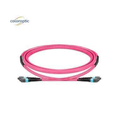 China 1m Multi Fiber Push On MPO Patch Cord With PVC Jacket Aqua Color for sale