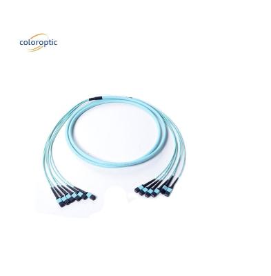 China Aqua Color MPO Patch Cord 1m Cable Length Fiber Mode Great Offer for sale