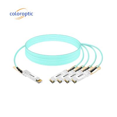 China AOC Ethernet Fibra Óptica Cable de ruptura 400G QSFP-DD a 4*100G QSFP28 en venta