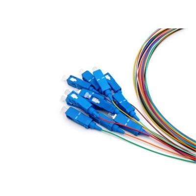 China FTTH SC UPC Simplex Colorful Fiber LSZH/PVC Singlemode SM 12cores Fiber Optic Pigtail for sale