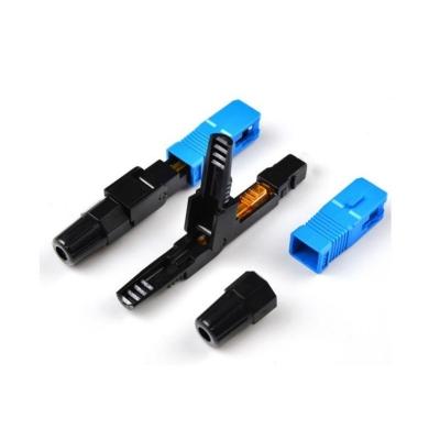 China Temperature Resistant Low IL FTTH SC UPC Singlemode Blue Optical Fiber Fast Connector for sale