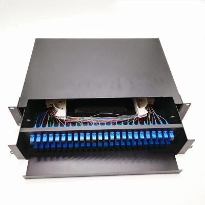 China Instalación de bastidores LC SC 24 Cuadro de distribución de fibra óptica para 48 puertos MTP MPO ODF en venta