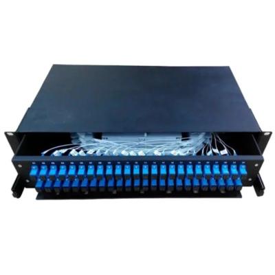 China Equipo de fibra óptica LC SC de 144 núcleos con 48 puertos y un marco de distribución de 24 fibras con placa de cara MPO ODF MTP en venta