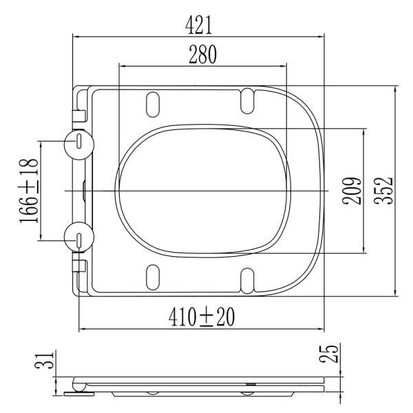 Quality Sunten SU061 Ultra Slim Soft Close Sanitary Toilet Seat Cover Slow Close Square for sale