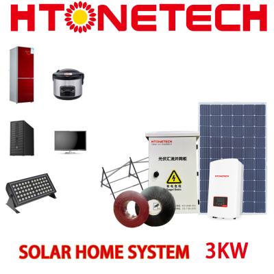 Chine Bon prix maison 3kw complet hors réseau énergie solaire complet générateur inverseur climatiseur panneau sol à vendre